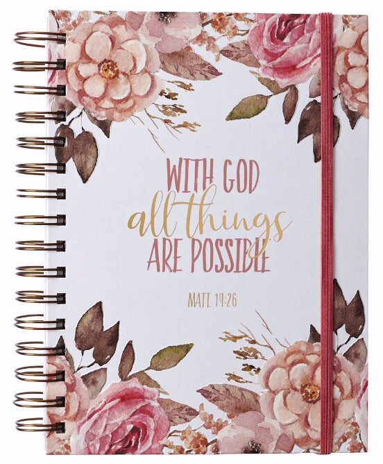Image of With God All Things are Possible Large Wirebound Journal with Elastic Closure - Matthew 19:26 other