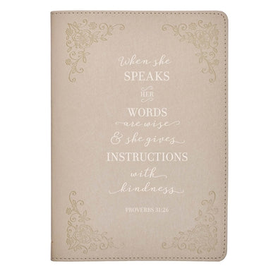 Image of When She Speaks Taupe Faux Leather Classic Journal - Proverbs 31:26 other