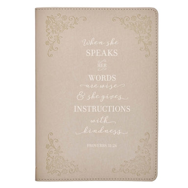 Image of When She Speaks Taupe Faux Leather Classic Journal - Proverbs 31:26 other