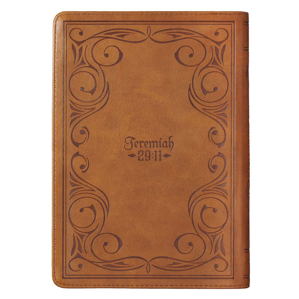 Image of I Know the Plans Saddle Tan Faux Leather Classic Journal with Zippered Closure - Jeremiah 29:11 other