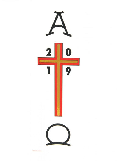 Image of Paschal Transfer 2019 Alpha and Omega with Cross and Date other